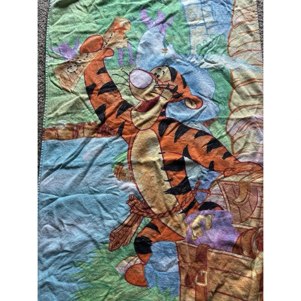 Vintage Disney Tigger Winnie the Pooh Beach Towel 2000s Cotton Outdoor